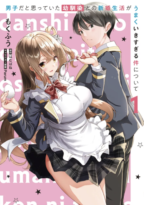 Portada de Danshi dato Omotteita Osananajimi tono Shinkon Seikatsu ga Umaku Ikisugiru Ken ni Tsuite
